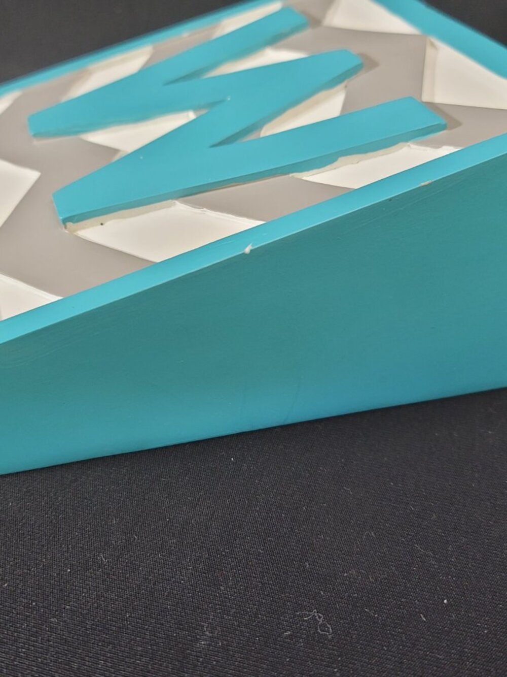 The Spring Shop Monogram W Aqua Chevron Decorative Block Spring 2014 - Picture 10 of 15